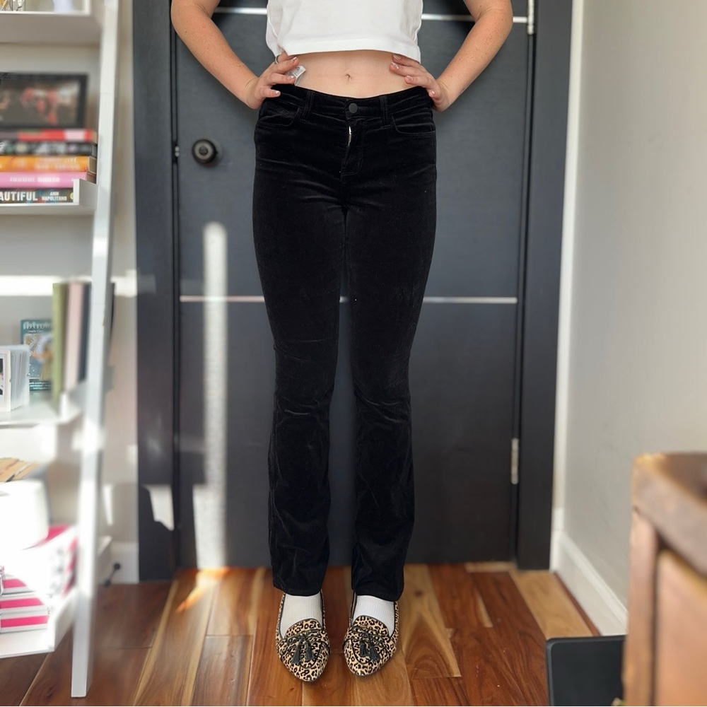 L'AGENCE Black Velvet Straight Leg Pants